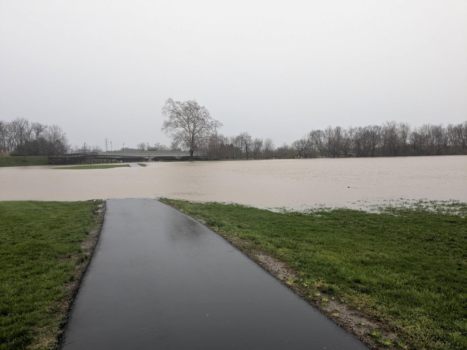 park completely flooded with river water